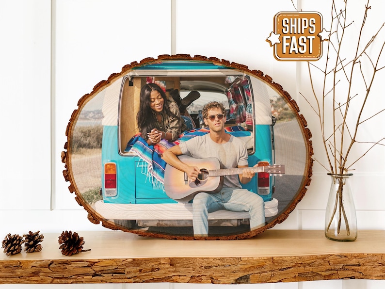 Boho Home Decor, Tree Art Boho Gifts, Boho Picture Frame, Tree Slice Sign, Bohemian Decor, Natural Home Decor, Natural Frame, Tree Gifts image 1