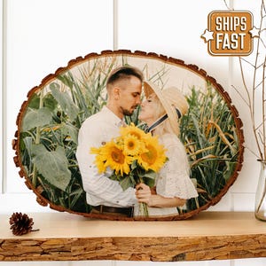Souvenir en bois pour le 5e anniversaire de mariage, cadeau personnalisé en bois, gravure sur bois, rondelles de bois naturel, cadeau pour les amoureux de la nature