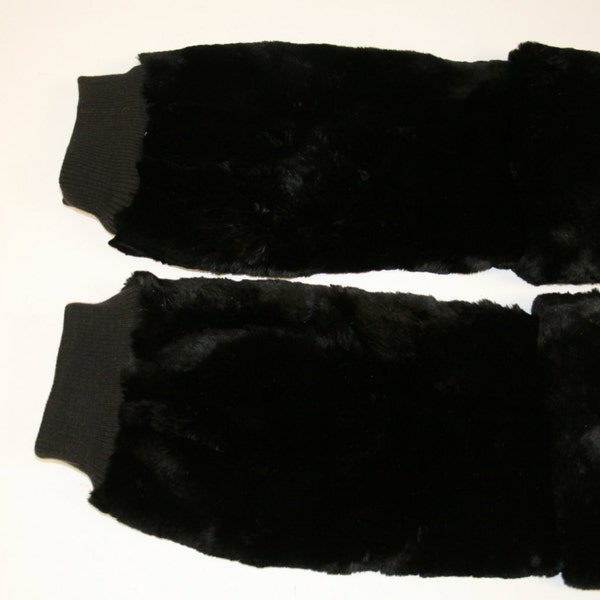 SALE.....Soft Sheared Lined Black Beaver Or Fur Seal Leggings, Cuff, Lined