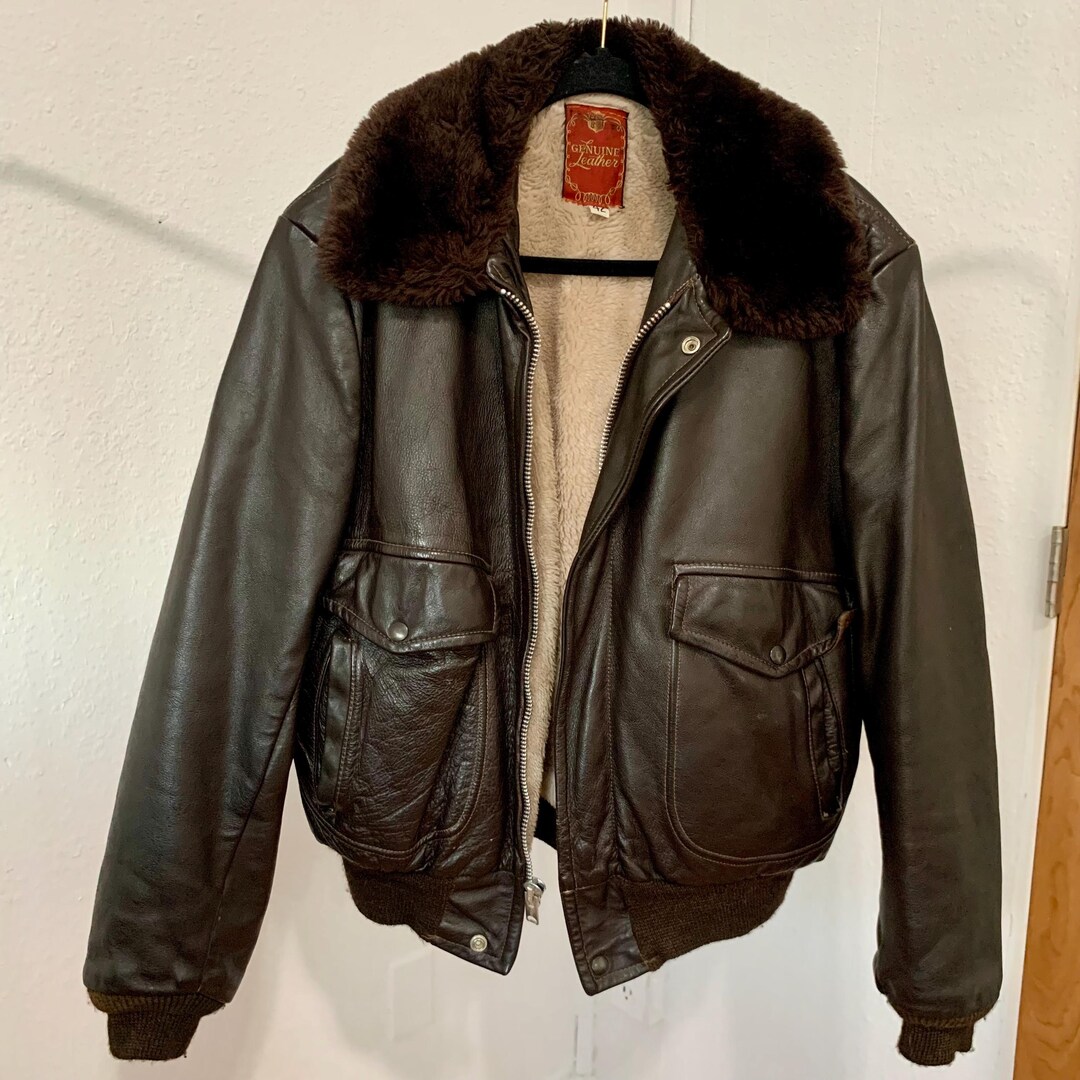 \" G-1 短丈 \" bomber jacket vintage leather Vintage 1960s US Navy Vietnam War G-1 Leather Flight Jacket