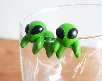 Little Alien Earrings, cute sculpy jewelry