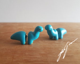 Sauropod Dinosaur Earrings, cute sculpy animal jewelry