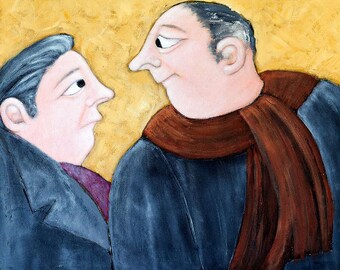 I know best funny artwork picture of two old men by British artist Muriel Williams