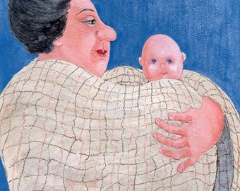 MAM nostalgic picture of a mother holding her child by Welsh artist Muriel Williams