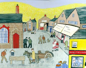 THE OLD village stores nostalgic artwork by British artist Muriel Williams