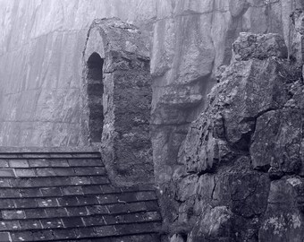 ST. GOVAN'S Chapel belltower Pembrokeshire black and white canvas photograph