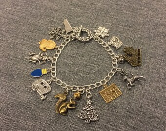 Christmas Vacation Charm Bracelet, LAST ONE of original design-- comes in a keepsake box