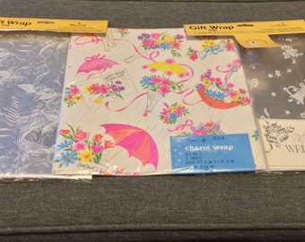 Vintage Wedding & Shower Wrapping Paper NOS 3 Paks MIP 