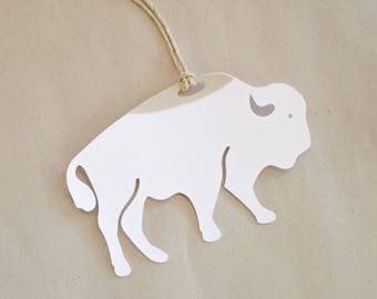 Buffalo Gift Tags - Set of 8 White Buffalo Hang Tags