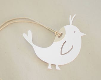Bird Gift Tags - Set of 8 White Bird Hang Tags
