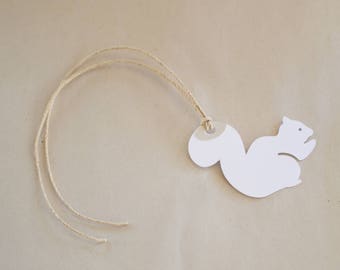 Squirrel Gift Tags - Set of 8 White Squirrel Hang Tags