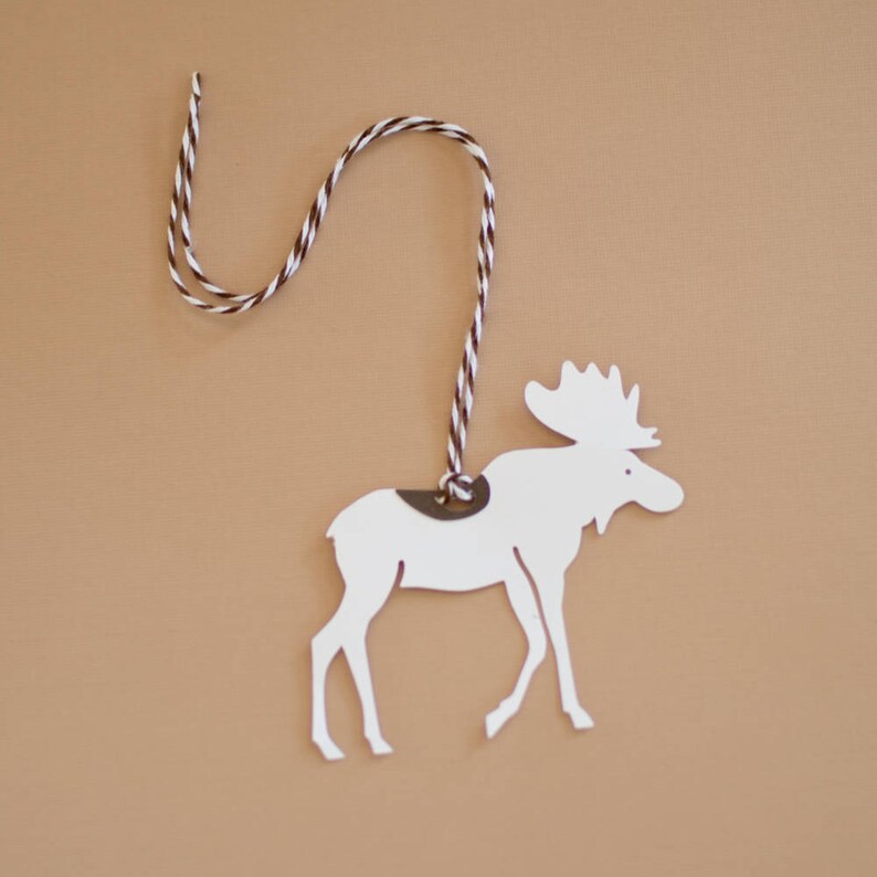Moose Gift Tags Set of 8 White Moose Hang Tags Etsy
