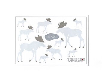 Moose Sticker Set: Mountain & Woods Set of 10 Stickers