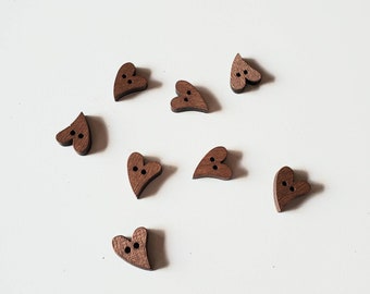 Wood Heart Buttons, Wood Beads