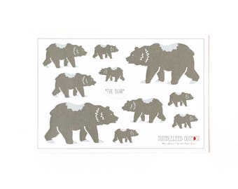 Bear Sticker Set: Mountain & Woods Set of 10 Stickers