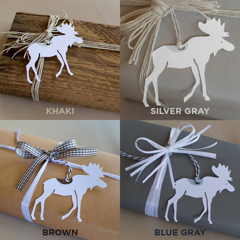 Moose Gift Tags Set of 8 White Moose Hang Tags Etsy