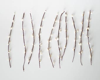Ivory Pip Berry Twigs - White floral berries