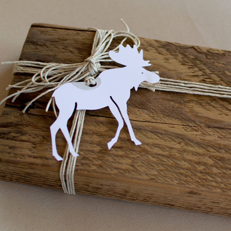 Moose Gift Tags Set of 8 White Moose Hang Tags Etsy