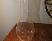 Vintage 1960s 10 quot tall x 3 quot fitter edge to edge at the Bottom Blown Clear Glass Table or Hanging Oil Lamp Lantern Chimney Mint Condition