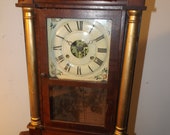 Antique 1800s Seth Thomas Weight Driven Mahogany Veneer 25 quot t x 15 1 2 quot w x 4 quot d Large Mantle Clock Professionally Serviced Running Great