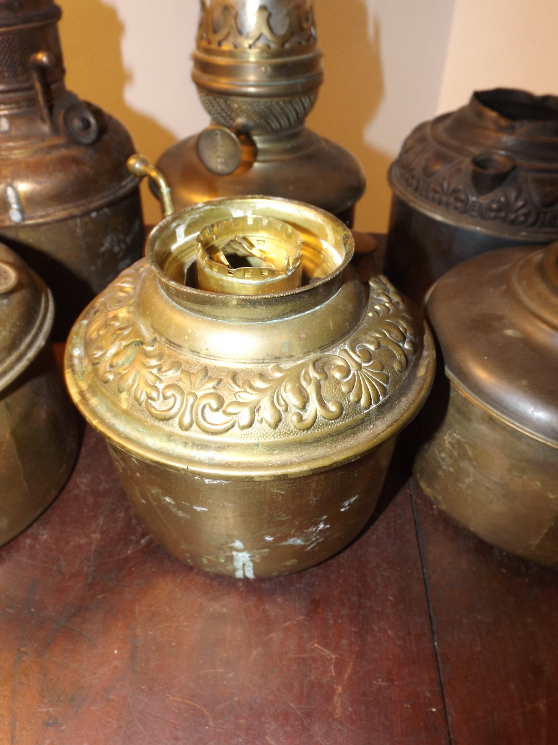 AS IS Lot of 6 Antique 1800s Drop In Table Oil Lamp Fonts For Etsy
