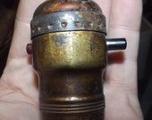 Rare Antique 1930s Monowa Fatboy Brass Red Black Push Switch for Antique Stained Slag Glass Table Lamps Never Seen a Fatboy Red Black
