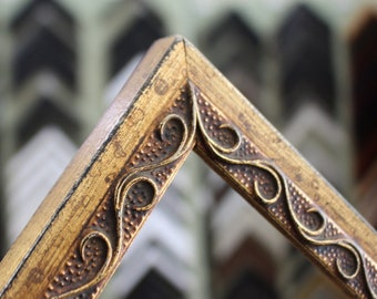 Ornate Wooden Photo Frame - Art Nouveau - Gold and Silver Leaf - Swirl Frame - Handmade -Custom Framing.