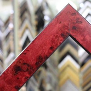 Burlwood Mouldings - Veneer Finish - Flat Profile - Natural Wood - Rich Colorful Frames.