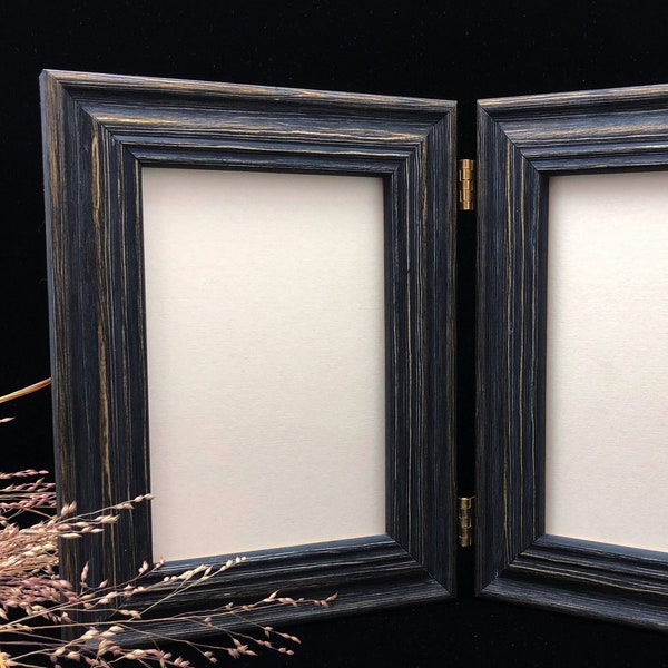 Rustic and Distressed - Double Hinged Frame -  Natural Aged - Textured  - Cottage Barn Wood.
