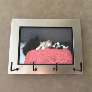Pet Leash Holder, Brushed Silver Photo Frame, Memorial Key Holder image 4