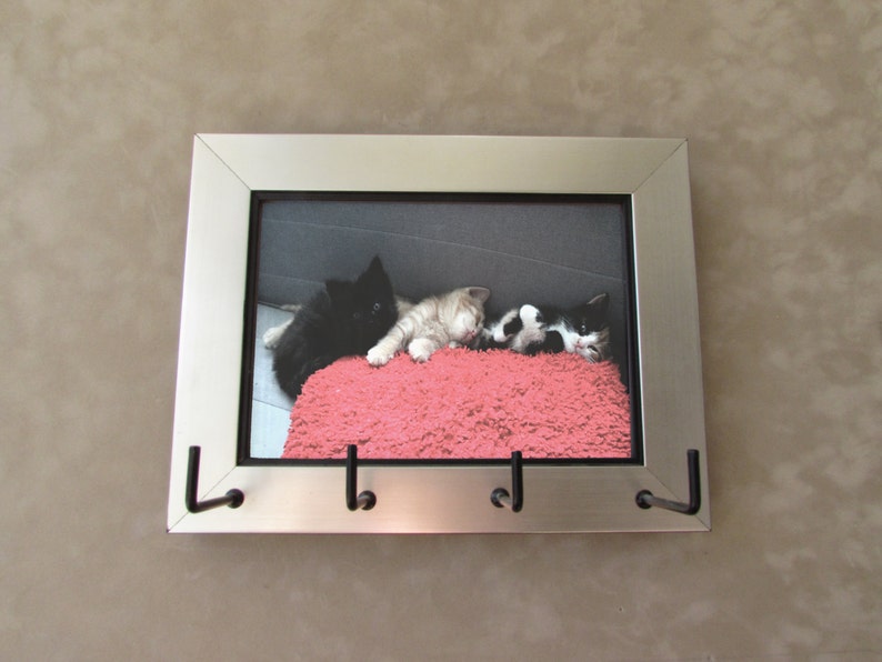 Pet Leash Holder, Brushed Silver Photo Frame, Memorial Key Holder image 4