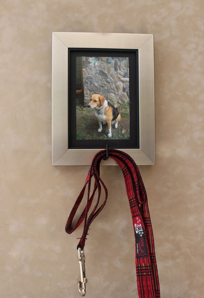 Pet Leash Holder, Brushed Silver Photo Frame, Memorial Key Holder image 5