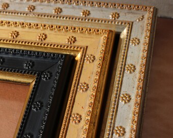 The Daisy Collection - Double Hinged - Floral Art - Nouveau Style Wooden Picture Frame - Gold & Silver Leaf.