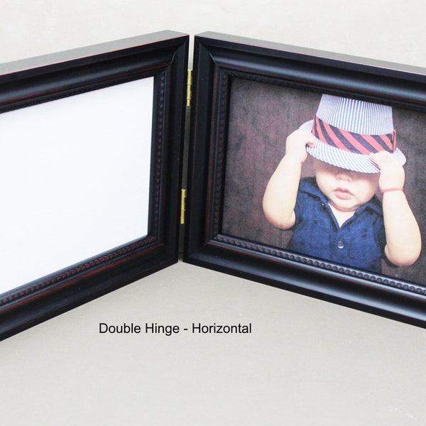 The Highland Collection, Elegant Mahogany Finish with Beaded edge, Double Hinged Frame, Double Photo frame, Family photo,