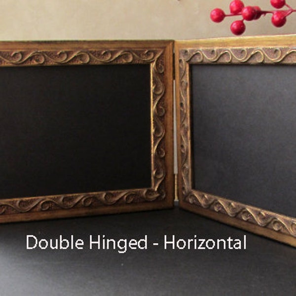 Picture Frames Double, Swirls,TripleHingedWood PicPhoto Art Frame Vintage Decor Custom Gift Gold Silver Black Plum Ornate Frame Before&After