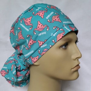 PUSH Ob/Gyn Surgical scrub hat operating room hat theatre cap GYN anatomy ponytail hat