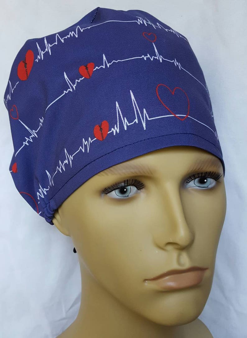 Zipper Open Heart EKG Surgical Scrub Hat Theatre Cap ECG QRS - Etsy