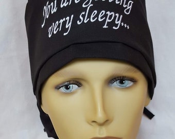Embroidered Surgical Scrub Hat: Anesthesia Operating Room Cap getting sleepy