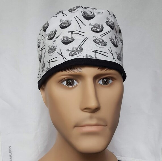 Ramen Bowl Surgical Scrub Hat Operating Room Hat Theatre Cap Tie In Back Anatomy Sweatpad