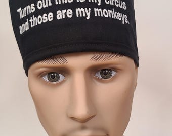 My Circus My Monkeys Surgical Scrub Hat: Cotton Operating Room Cap