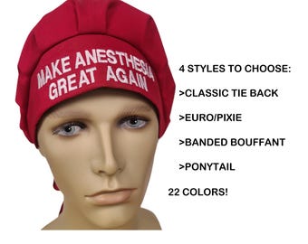 Embroidered Surgical Scrub Hat: Anesthesia, Cotton Operating Room Cap