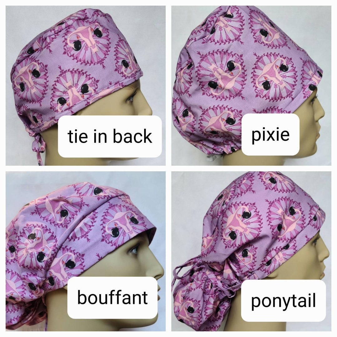 Ovary OB/GYN Surgical SCRUB Hat Theatre Cap Anatomy Sweatpad Lavender ...