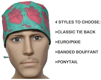 Heart Anatomic Surgical SCRUB hat theatre cap anatomy sweatpad