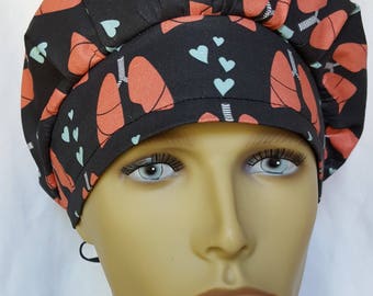 Lungs heart surgical scrub hat theatre cap heartbeats QRS complex pulmonary