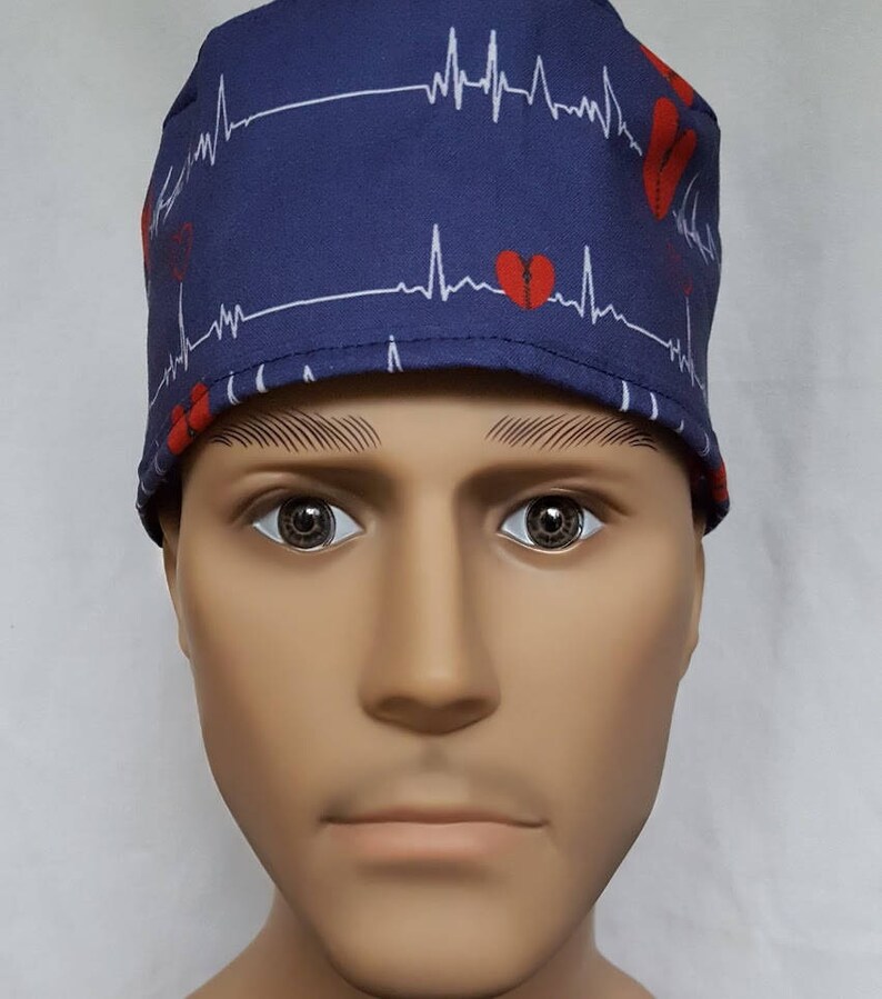 Zipper Open Heart EKG Surgical Scrub Hat Theatre Cap ECG QRS - Etsy