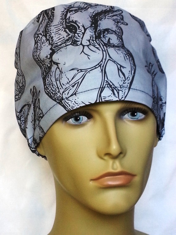Heart Surgical Scrub Hat Operating Room Hat Theatre Cap Cardiac Anatomy Pixie