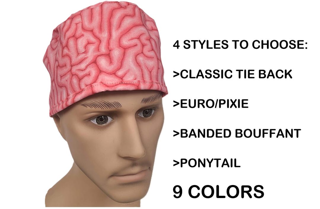 Brains Gray Grey Matter Surgical Scrub Hat Theatrecap Sweatband