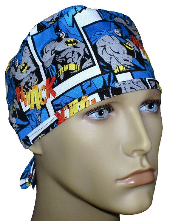 Surgical Scrub Hat Operating Room Hat Theatre Cap Batman Superhero Sweatband Built In