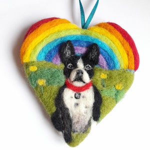 Custom pet portrait Dog in a heart Needle felt dog ornament Needle felt heart Dog's Mom gift Dog memorial gift Pet loss Wall decor Felt dog