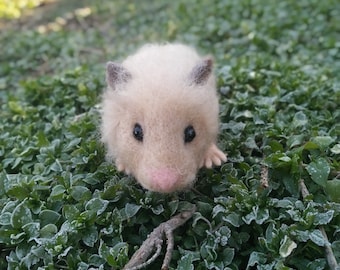 Needle felt hamster Long hair hamster replica Felted pet sculpture Soft hamster sculpture Pet lovers gift Custom hamster keepsake Pet loss